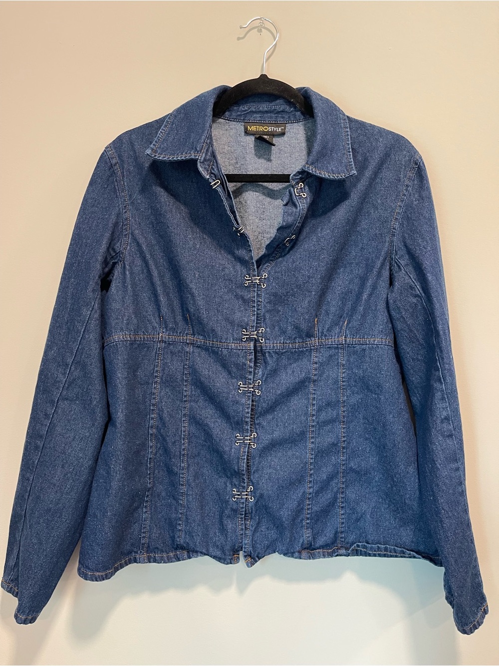 metrostyle Blue Denim Hook-Front Jean Jacket